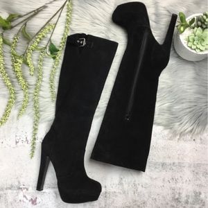 Bannner Leather Suede Stiletto Boots